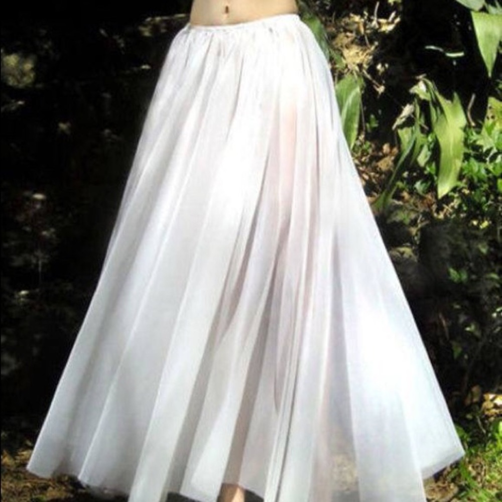 White Chiffon Full Circle Maxi Skirt Ameynra design New